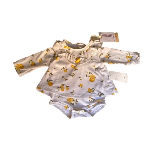 2/$30 Jessica Simpson Yellow Lemon Easy Match Middle Snap One Piece Size 3-6M - Picture 5 of 15